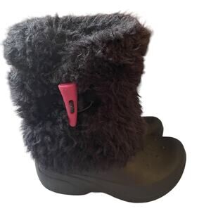 Crocs‎ Furry Black Boots Size 10-11